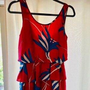 Sariah Tropical Floral Tiered Bouncy Silk Mini Dress